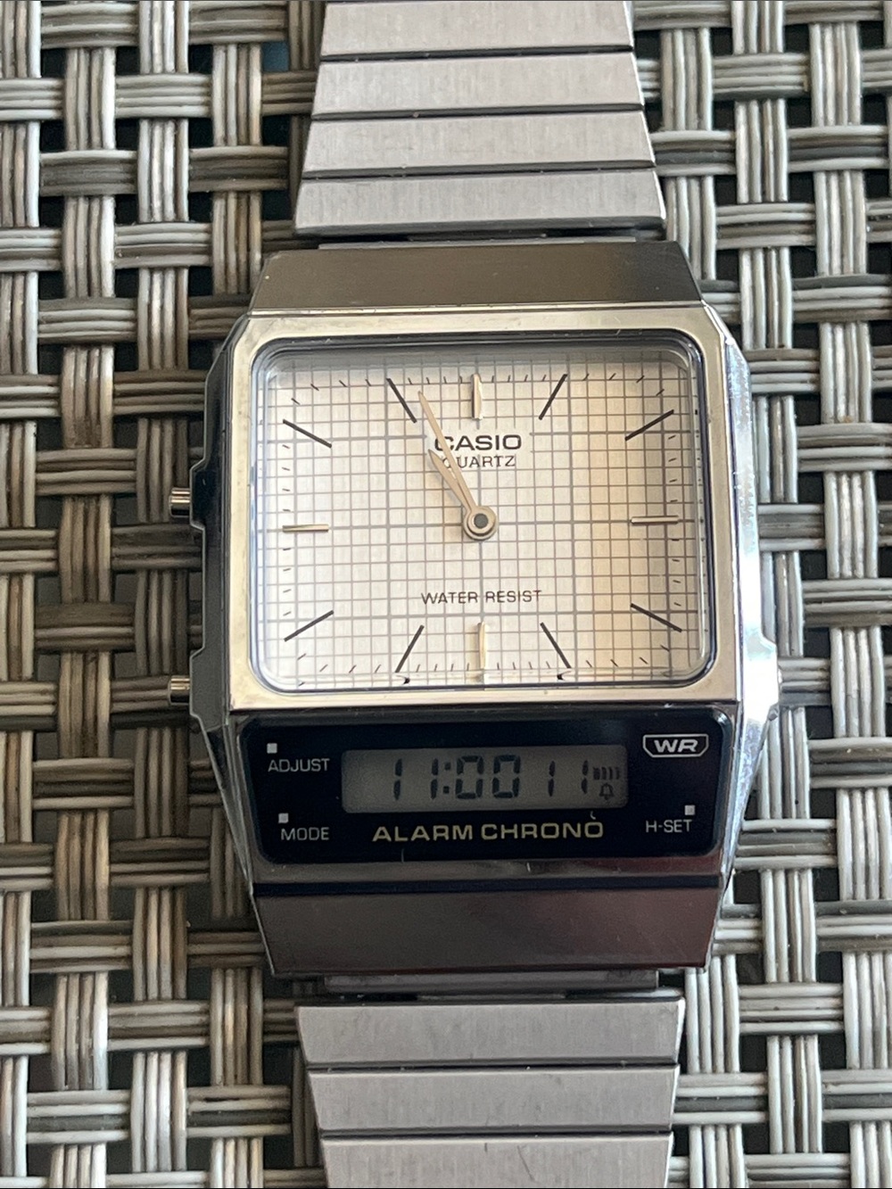 Casio Two-Tone Silver White Dial Alarm Chrono Watch
